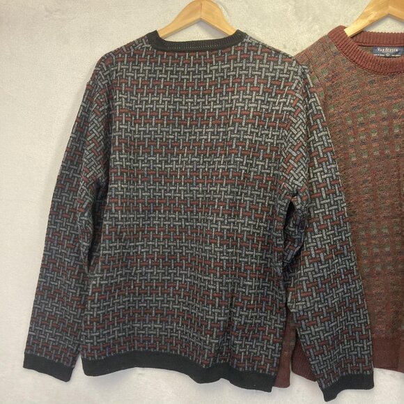 Lot of 2 Retro Crewneck Sweaters Mens Large Baggy Relaxed Red Black Knit Vintage - Picture 3 of 16